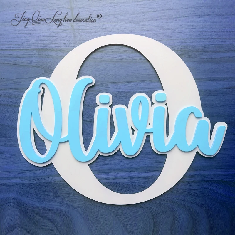 Custom Personalised Acrylic and Wood Name and Initial Sign, Personalised Nursery Decor, Kid Bedroom Sign, Nursery Sign