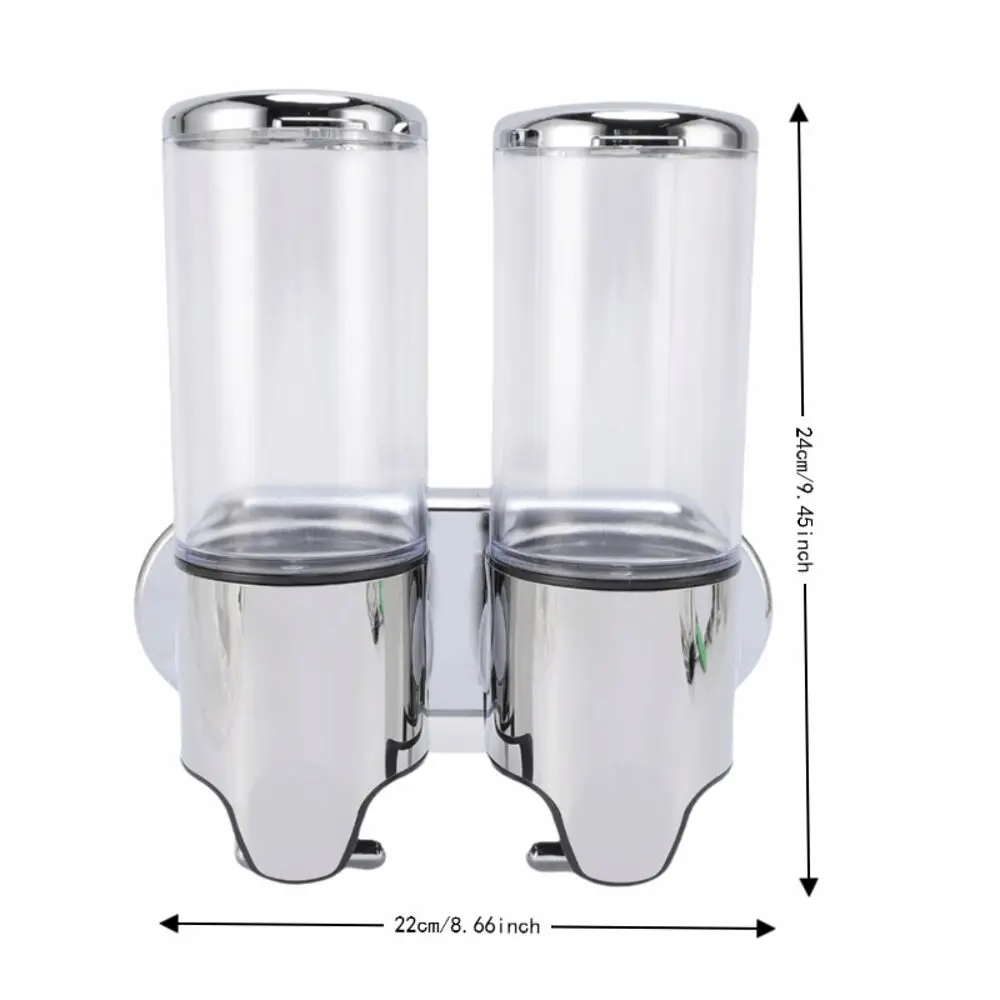 ABS Wall Mount Soap Dispenser 1000ml Capacity 2 in 1 Chamber Shampoo Conditioner Dispenser White Black Transparent