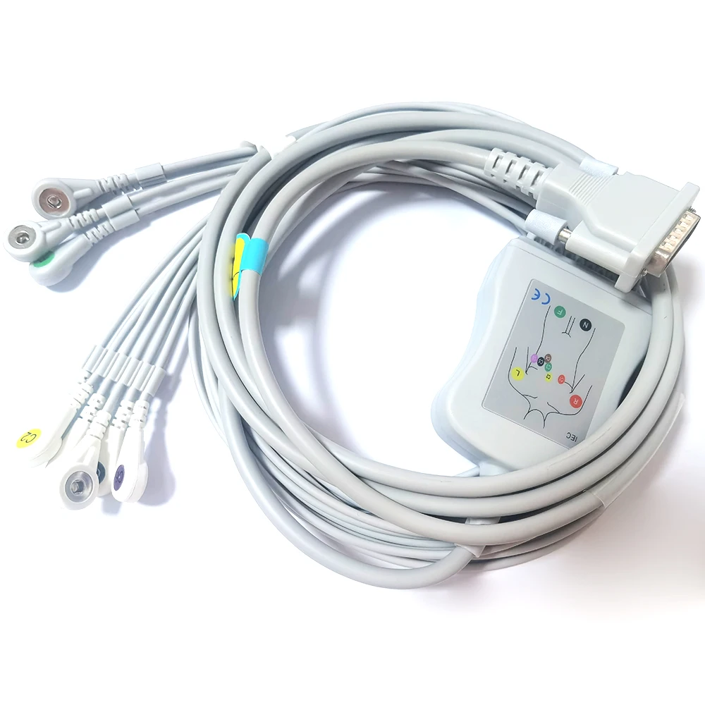 EKG / ECG Cable compatible for Schiller AT1 AT60 CS100 - DB15 Pin 10 leads