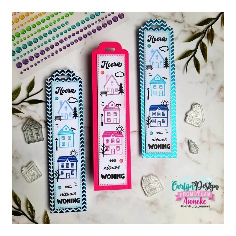 Metal Verhuisd Regenboog Homies House Schuin Cutting Dies Silicone Stamps Scrapbooking Stencil Photo Album Card DIY Paper