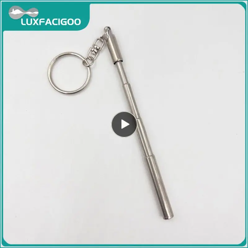Mini chaveiro ajustável, caneta retrátil portátil, mini criatividade, chaveiro, caneta esferográfica de aço inoxidável