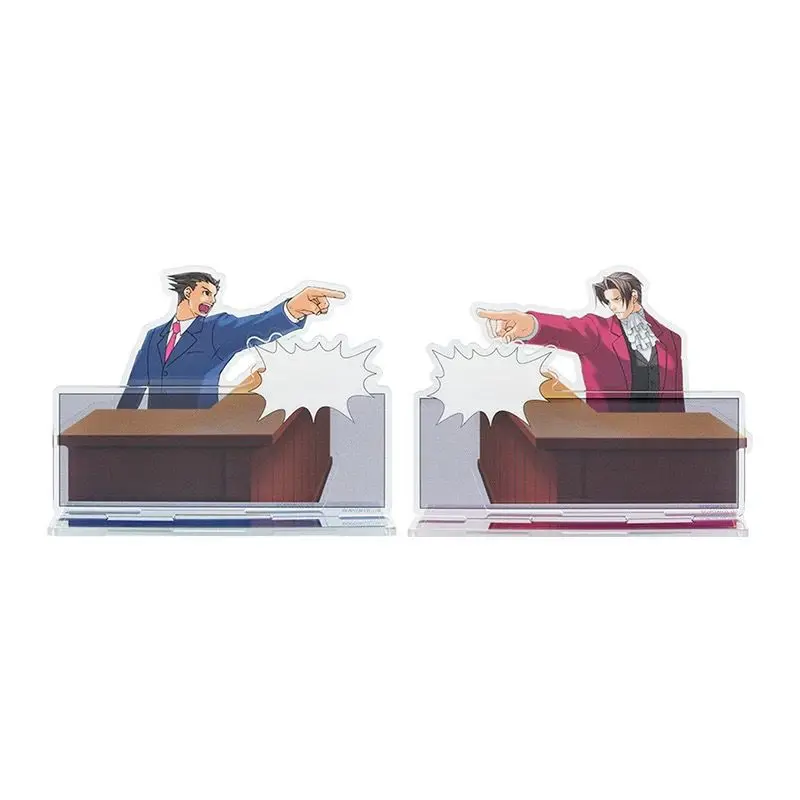 Anime Game Ace Attorney Phoenix Wright Miles Edgeworth Cosplay Acrylic Q Version Couple Scene Stand Desktop Model Decor Prop