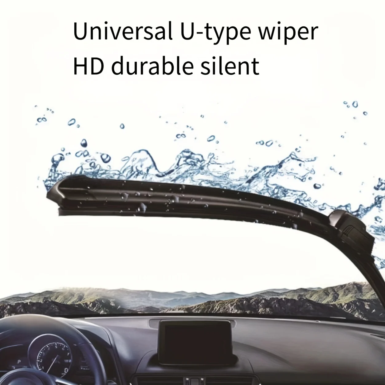 1Pc Car Universal U-type Soft Rubber Boneless Wiper HD Quiet Durable Reduce Noise Automotive Wiper  14\