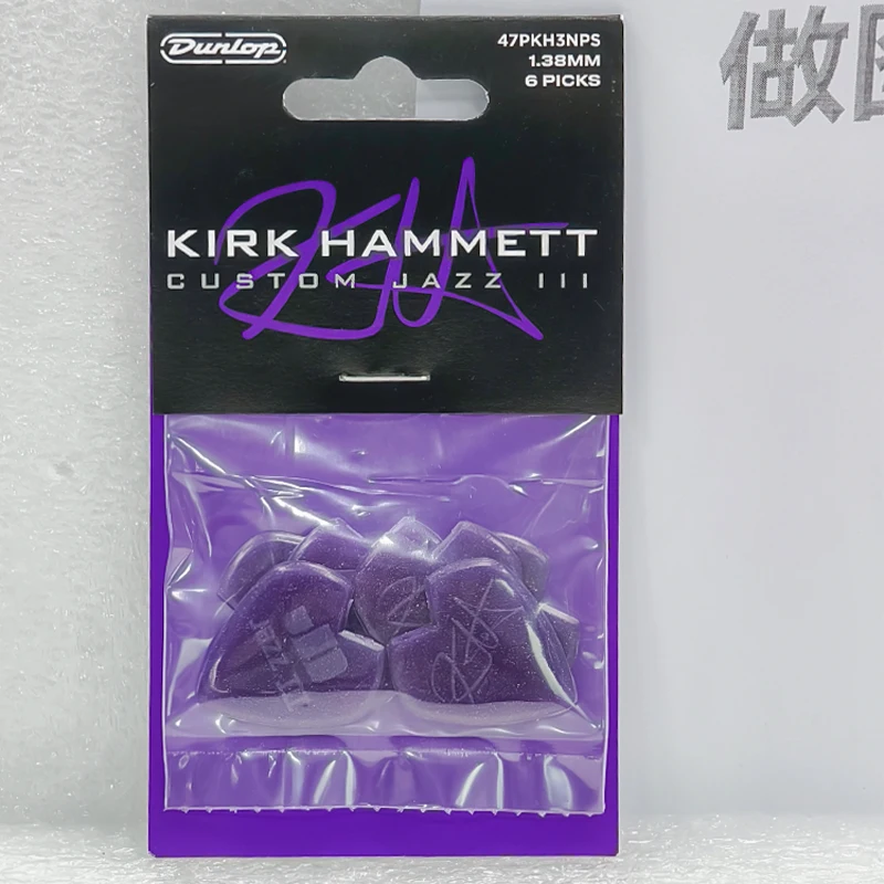 Dunlop Gitaarplectrums KIRK HAMMETT JAZZ III Pick Purple Sparkle 1.38 mm, originele gitaaraccessoires uit de VS