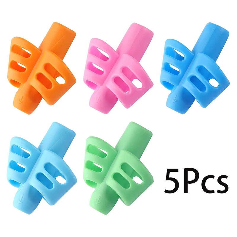 5Pcs Students Learning Write Corrector Tool Teaching Equipment Stationery Children Writing Correction Device Silicone Pen Holder