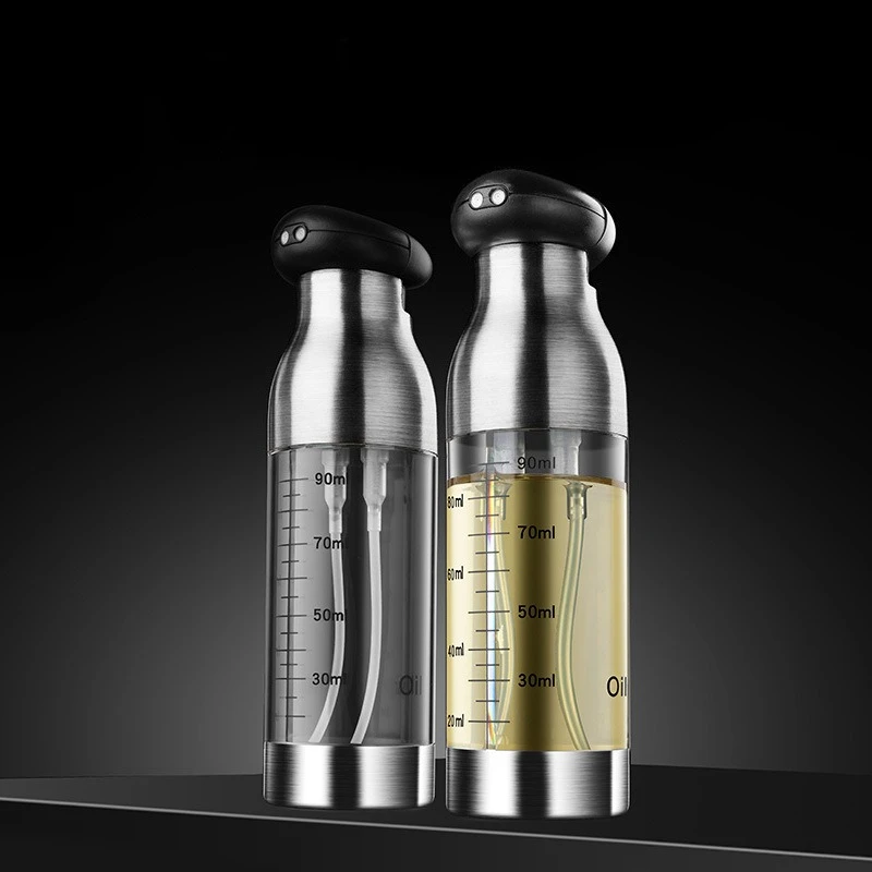 Rociador de Aceite de Acero Inoxidable, Dispensador de Aceite de Tipo Push para Cocinar, Barbacoa y Ensaladas, Botella de Spray de Cocina Segura para Alimentos y Botellas de Vinagre