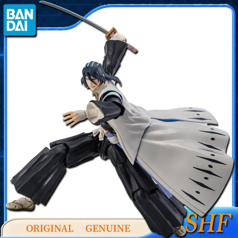 Bandai BLEACH asli SHFiguarts BYAKUYA KUCHIKI Anime figur aksi mainan untuk anak-anak hadiah perakitan Model ornamen