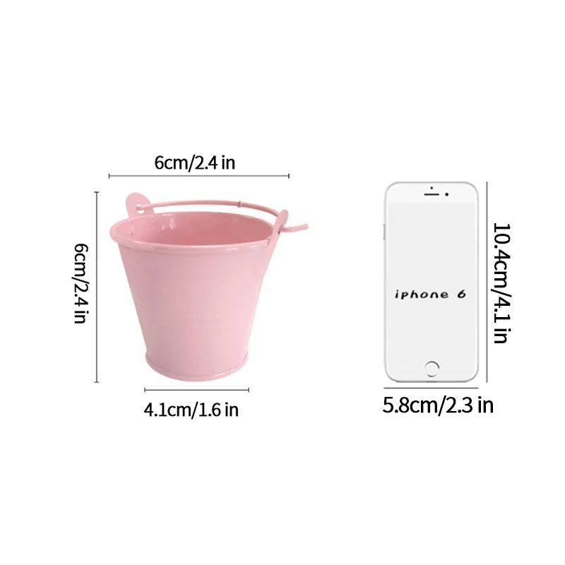 Mini Pink Desktop Bucket Cute Girl Heart Small Iron Hollow Out Bucket Stationery Storage Pen Holder Box Decoration Ornament