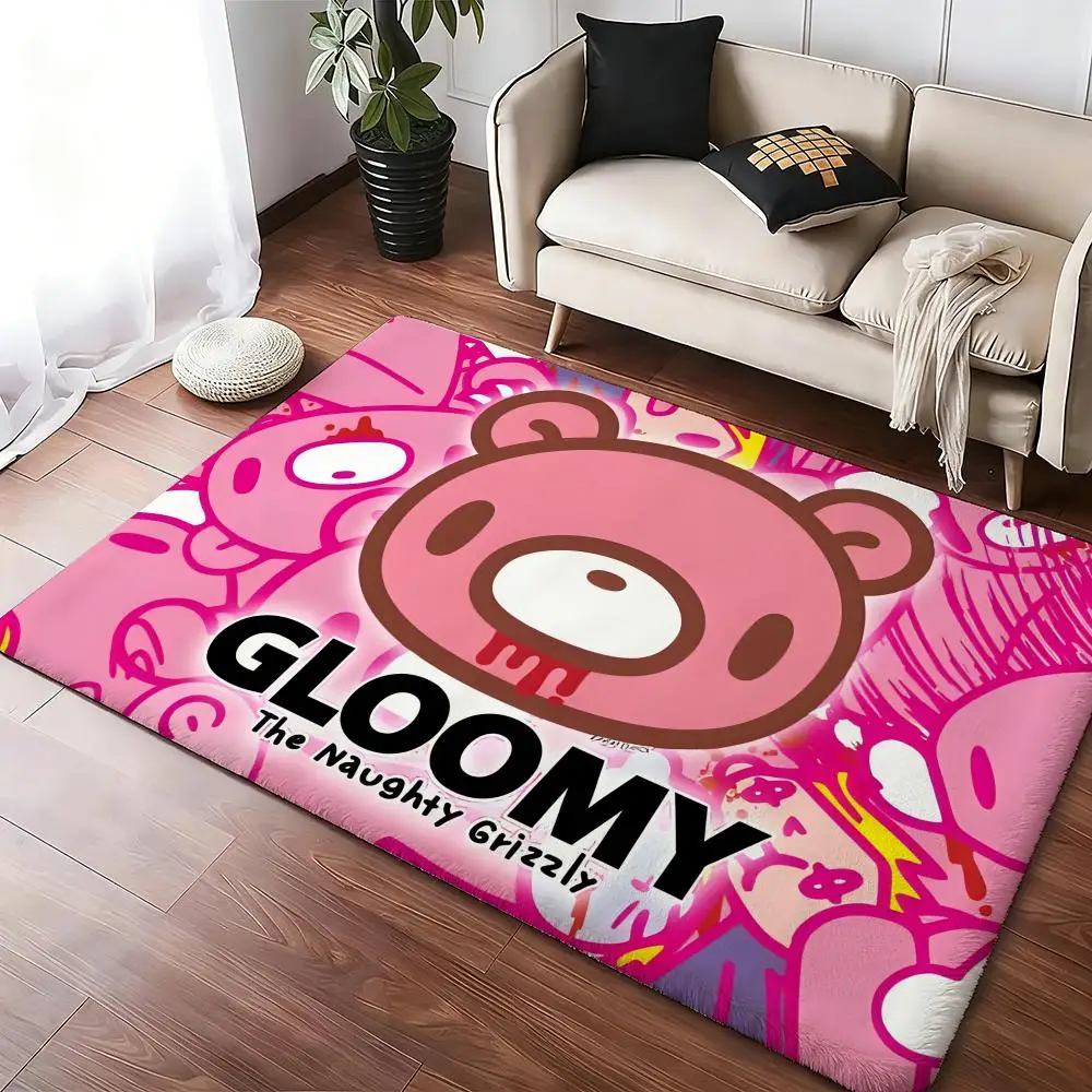 Fashion Pink G-Gloomy Bear Cute Floor Mat Soft Thickened Absorbent Non-Slip Bedroom Living Room Door Mat Home Decor Flannel Rugs