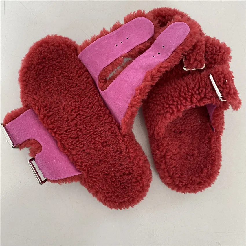 2022 Women Fur  Slippers Summer Plush Slides Women\'s Fluffy Indoor Shoes Household Slippers Flip-flops Wholesale Direct Sales