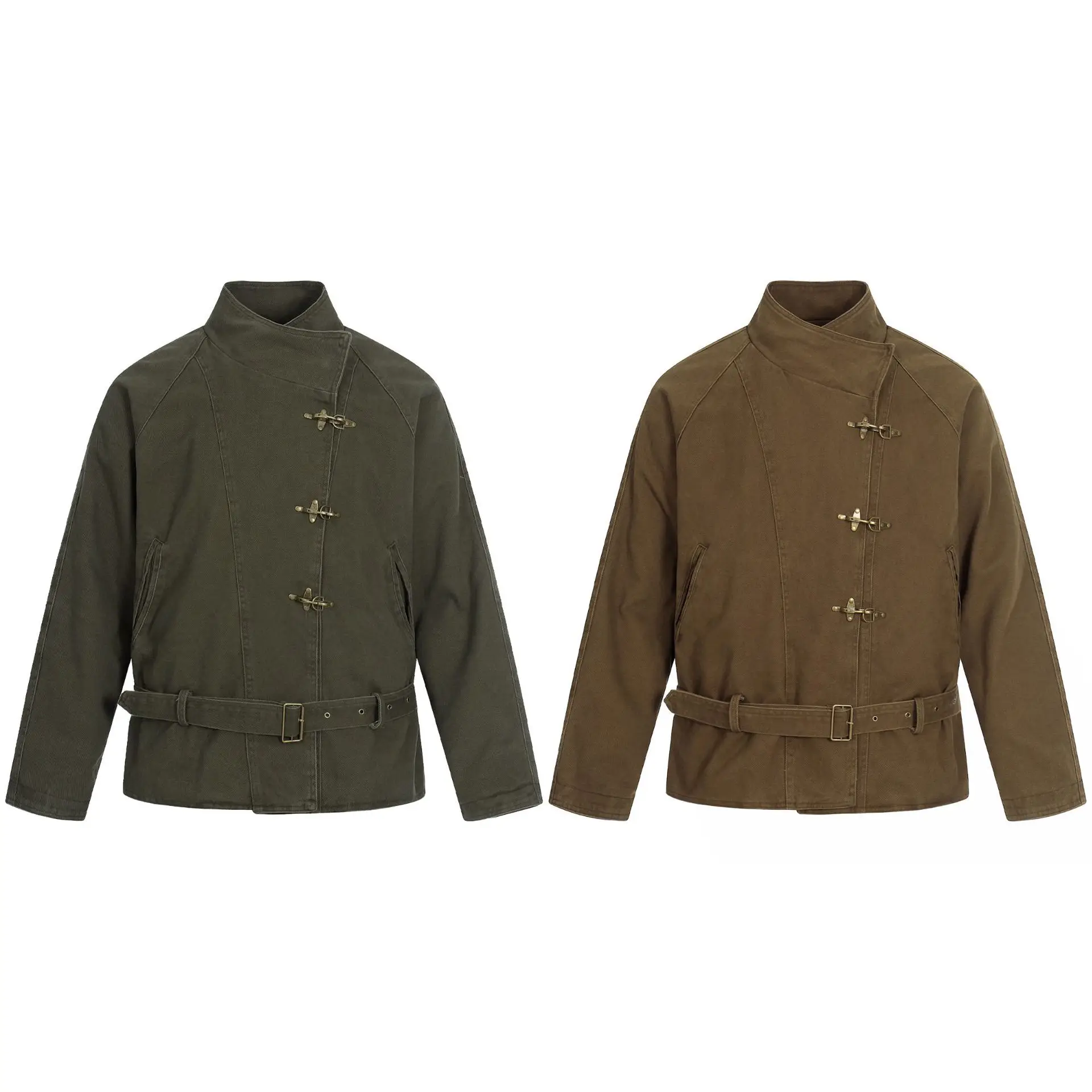 

Cotton Patchwork Jaet ex Vintage Airmen Bule Side Tie Design Collarl Outerwear Winter Seasonal Chinese Production