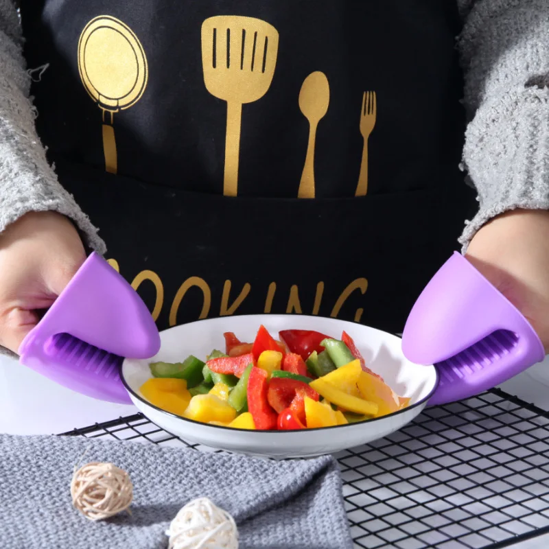 

2Pcs Microwave Oven Glove Silicone Heat Insulation Mitts Anti Scalding Pot Bowl Holder Clip Cooking Baking Kitchen Accessories