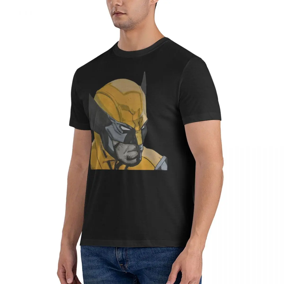 Wolverine's Portrait T-Shirt for Men Marvel X-man Deadpool & Wolverine Vintage Cotton Tees Crew Neck Short Sleeve T Shirt Tops