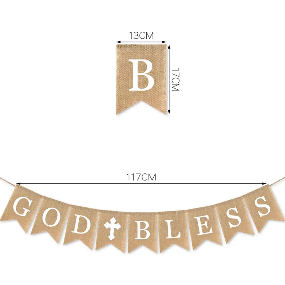 

Bless Baptism Banner White Decorations Christening Party Communion Garland Reusable Burlap Bunting Kids Birthday Wedding