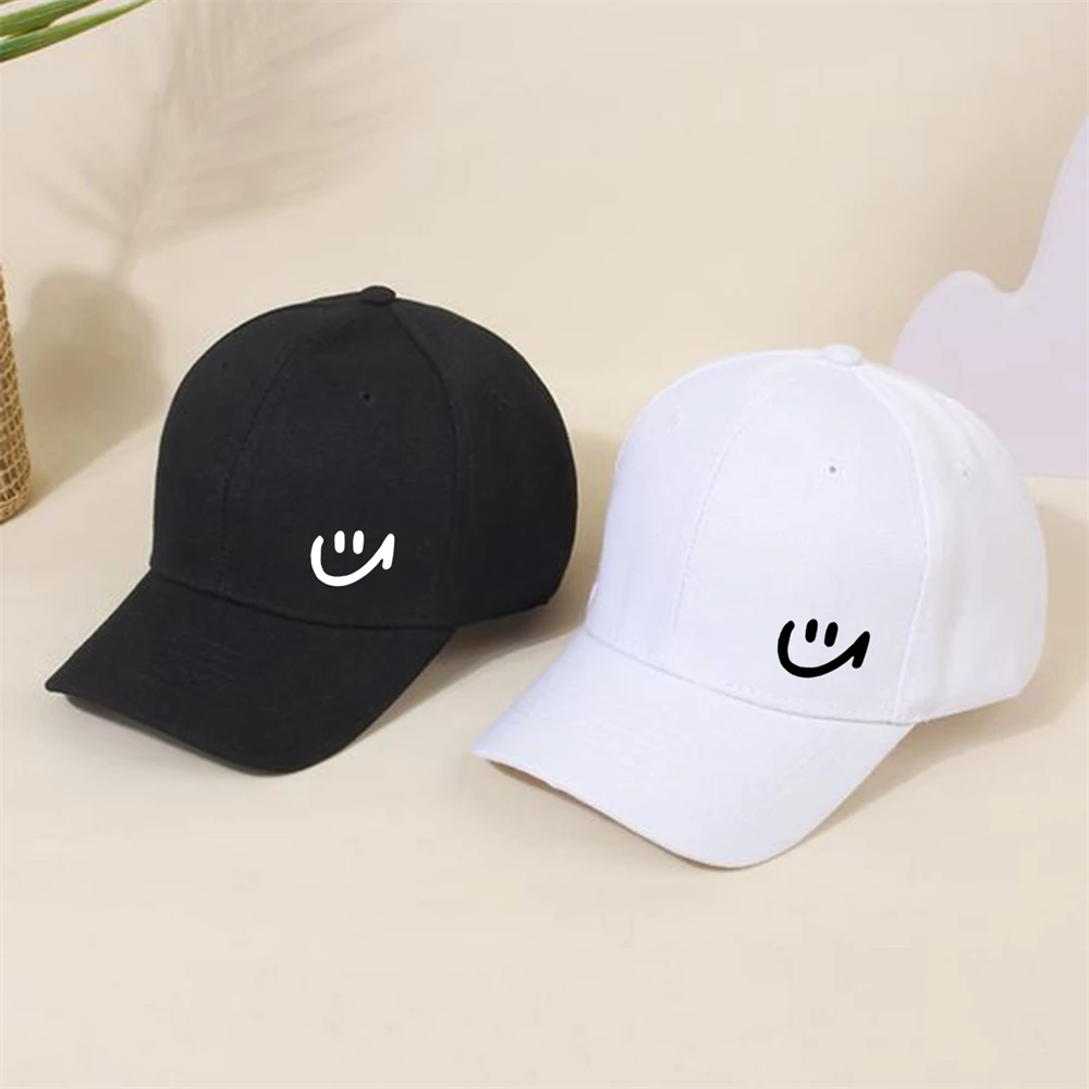 1 Piece Solid Color Smile Face Printing Pattern Baseball Cap for Women Men Baseball Hats Suitable Travel, Shopping Daily Leisure