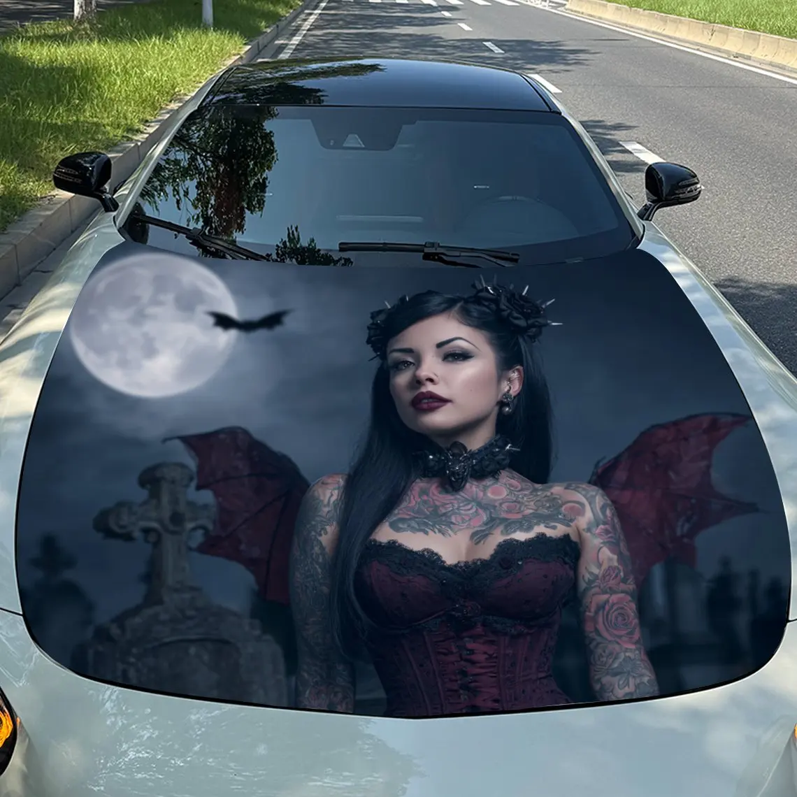 

Tattoo Batgirl Car Hood Protection Stickers, Car Decoration Vinyl Packaging Stickers, Can Be Used For Decorating Scratches,Suita
