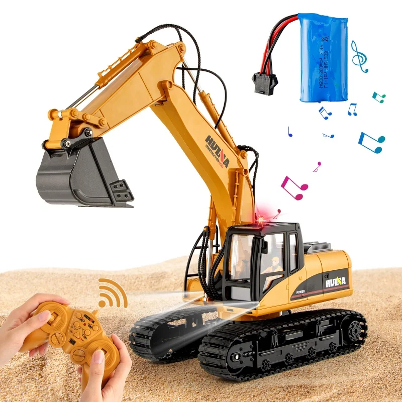 Huina Engineering Car 1:14 Simulation 15 Channel Remote Control Excavator Engineering Car Excavator Long Life Childrens Toy Gift