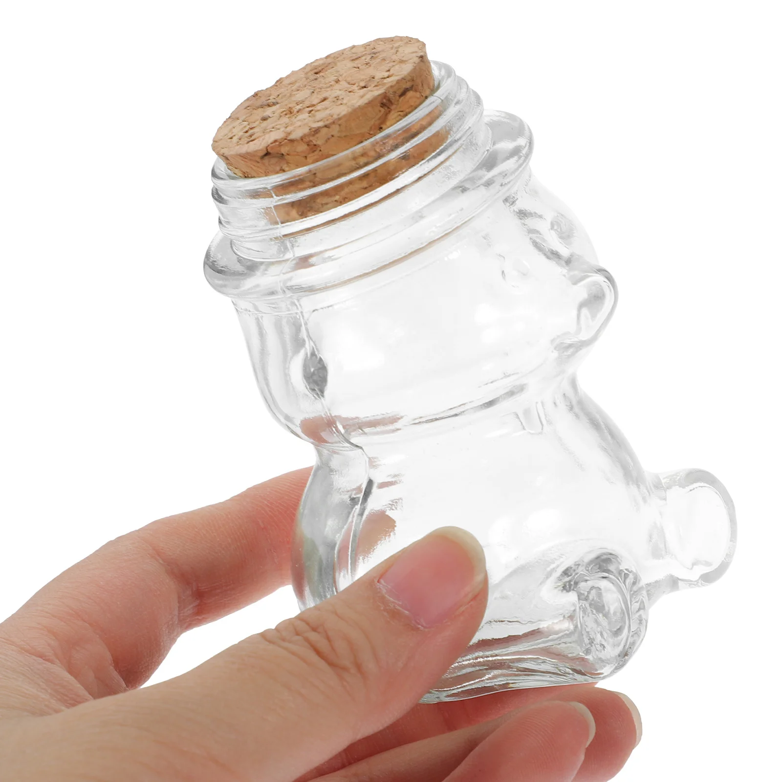 

4Pcs Candy Storage Jar Transparent Glass Honey Bottle Bear Shape Kitchen Storage Container Sealed Food Tank