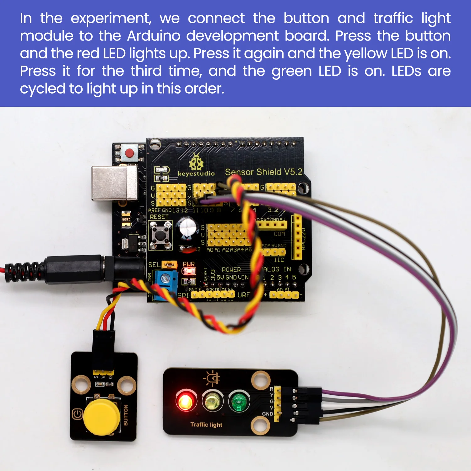 Keyestudio Traffic Light Module For Arduino Optional With/without Shell Compatible With Lego Connect To Arduino Board