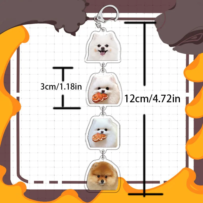 Cute Pet Dog Acrylic Keyring Pug Bichon Frize Satsuma Serena Husky Cartoon Keychain Cosplay Backpack Pendant Accessories Gift