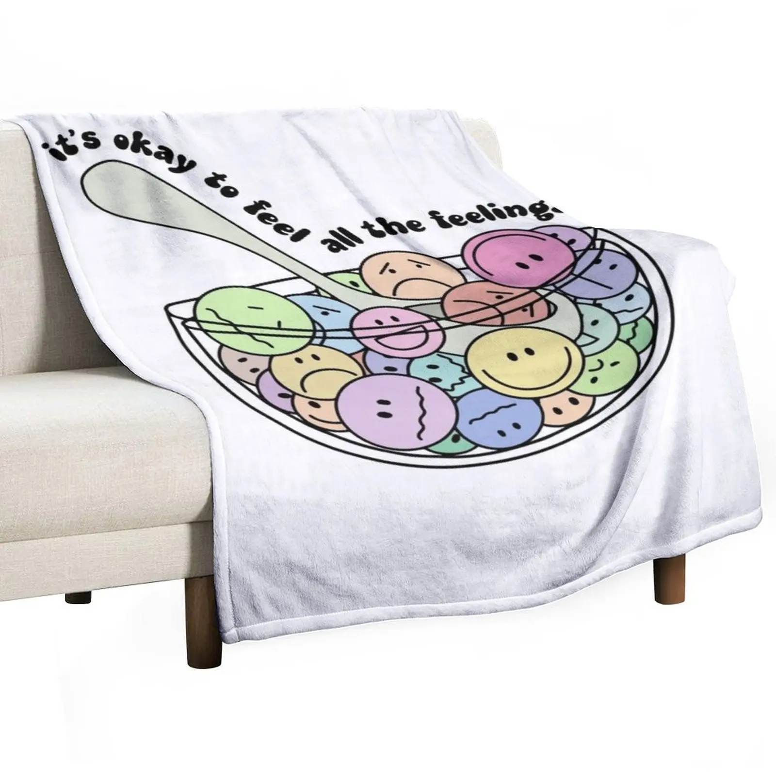 

It's Okay To Feel All The Feels, ABA Therapist, Speech Therapy, BCBA, Mental Health, RBT, AAC Throw Blanket funny gift Blankets