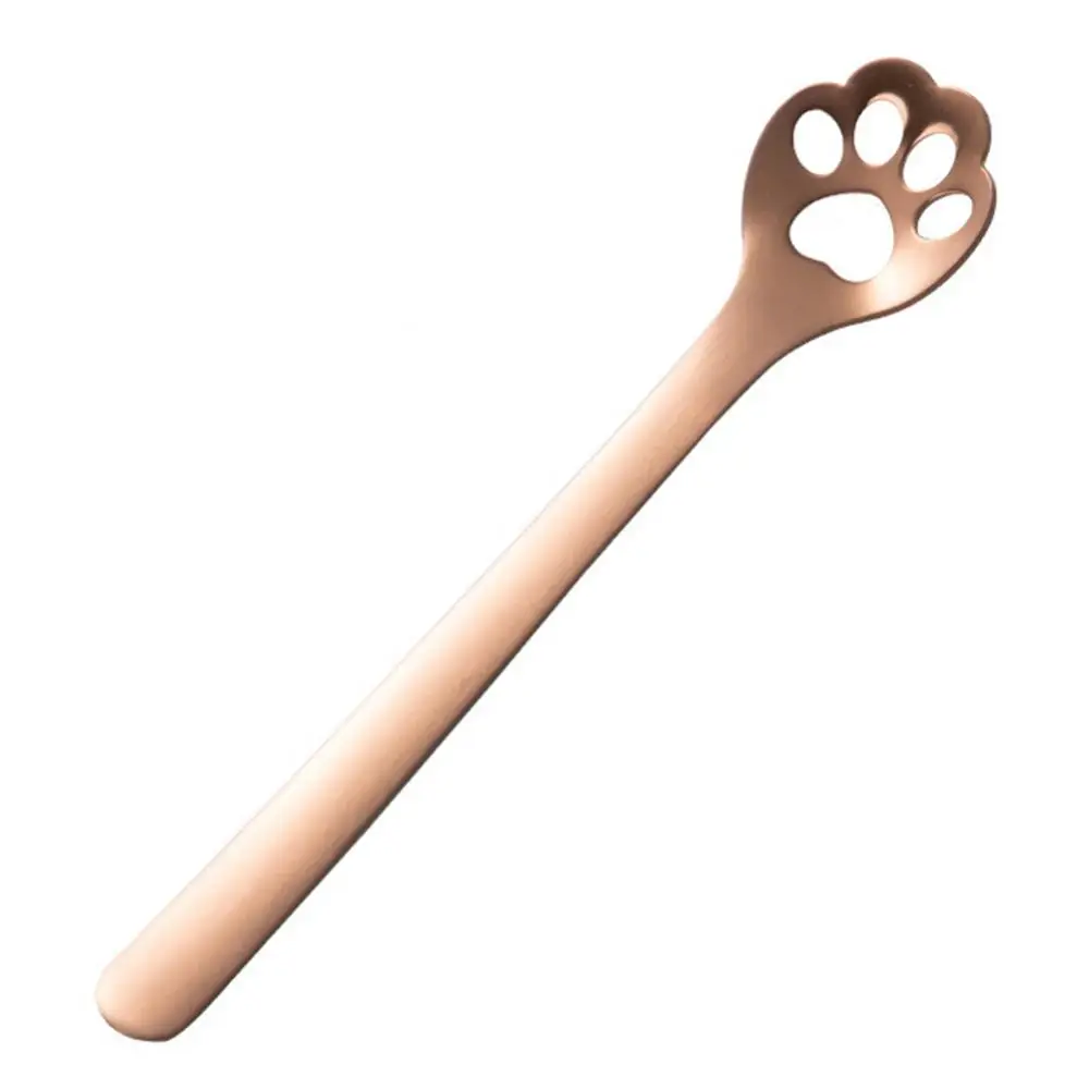 Spoons Spoon Stainless Steel Cute Creative Stirring Spoon Gold Dog Cat Paw Claw Hollow Tea Coffee Dessert Kitchen Tools