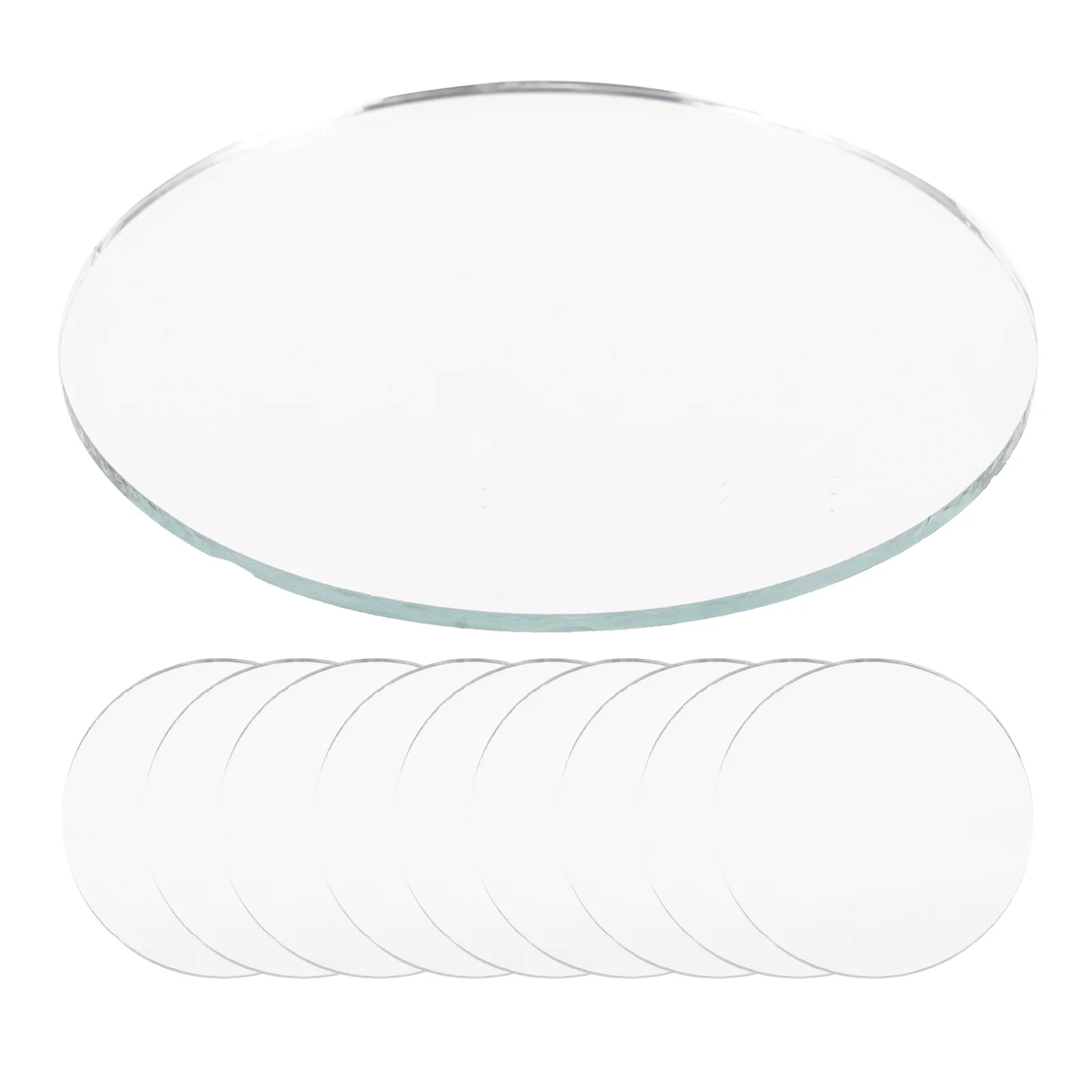 10Pcs Round Mirror Sheets Small Glass Lens Makeup Mirror DIY Craft Supplies for Cosmetics Travel Home Work Use
