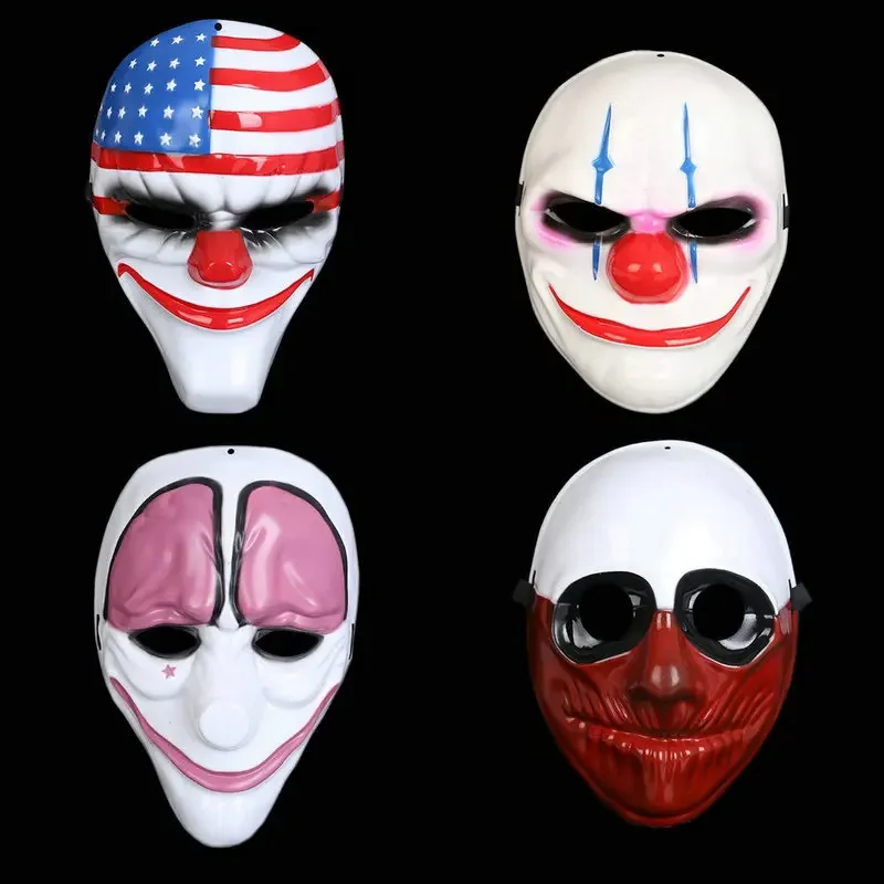 

4pcs Wholesale PVC Halloween Mask Scary Clown Party Mask Payday 2 for Masquerade Cosplay Halloween Horrible Masks