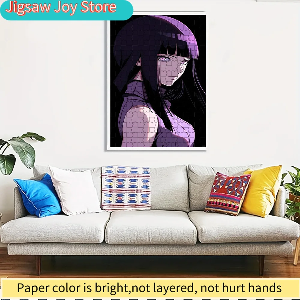 

Пазл из бумаги с изображением Хинаты Хьюги в фиолетовом наряде, потрясающее аниме-изображение Хинаты Хьюги из Наруто с сияющими фиолетовыми глазами, премиум-пазл из бумаги