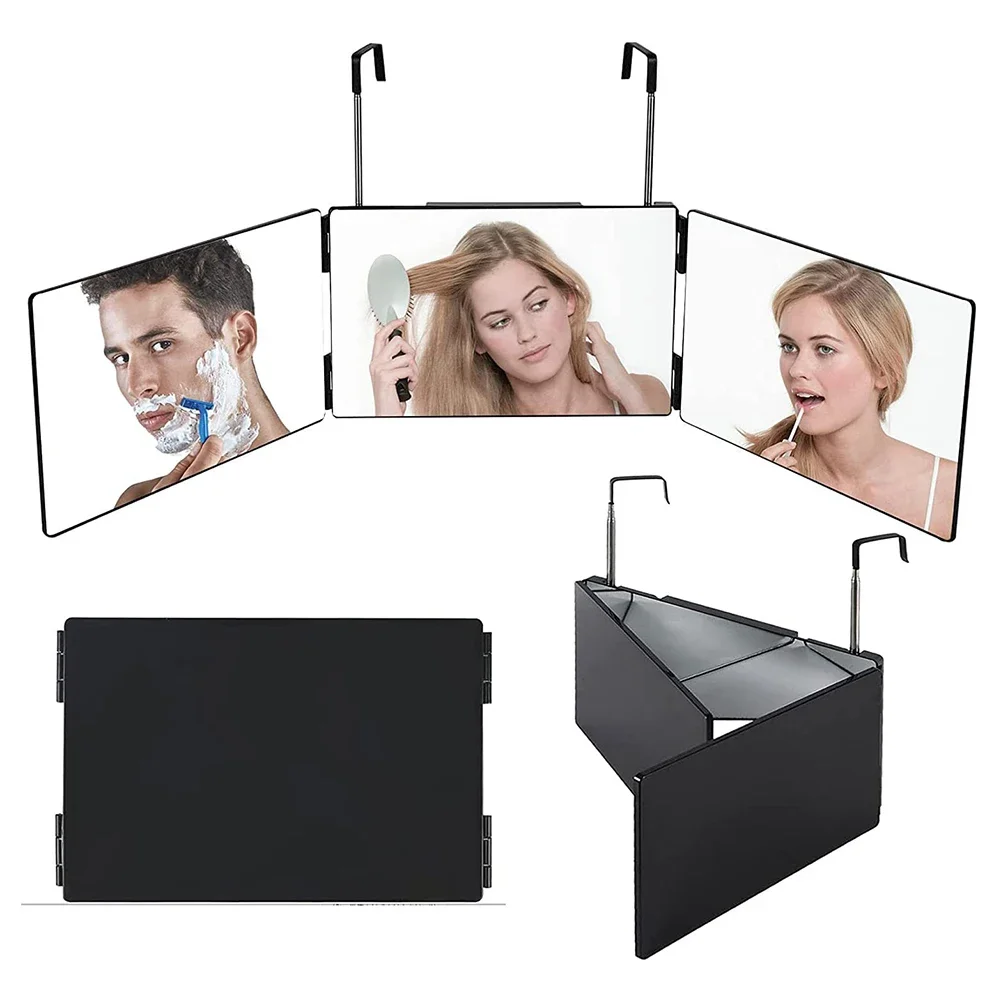 

Selfcut Three-Sided Mirror with LED Lights 360 Degree Self-Haircut Folding Mirror Hanging Retractable 3 Way Hair Cutting Mirror