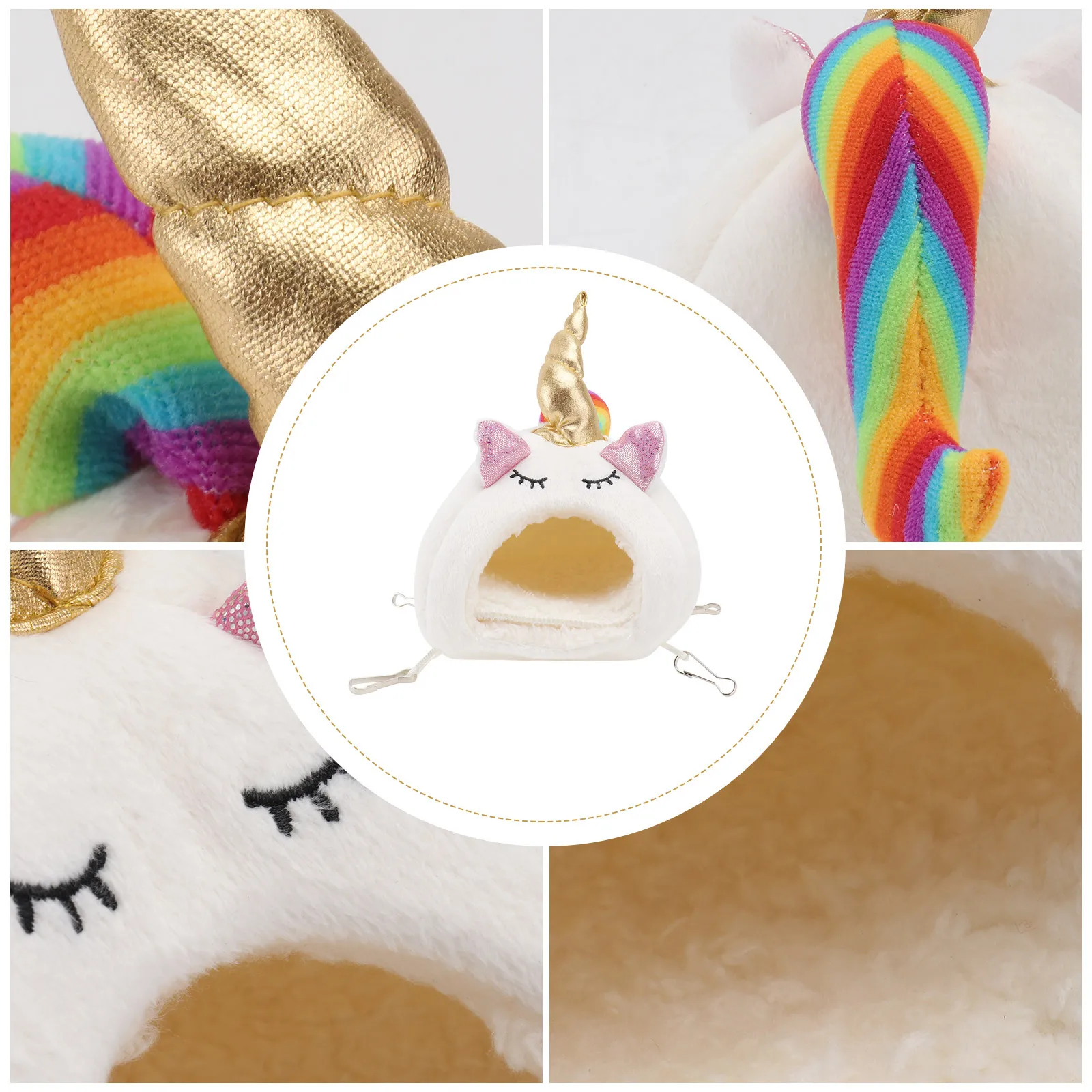 

White Size S Unicorn Pet Bed for Hamster Squirrel Mice Warm Sleeping Nest for Couch Car Travel Use Pet Bed