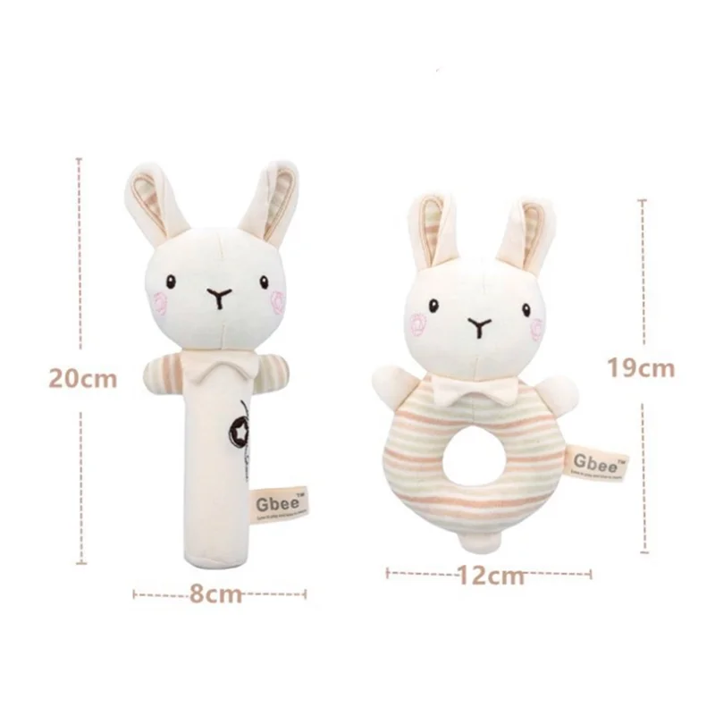 Newborn Baby Rattles Cartoon Rabbit Bear Grab Ability Training Toys Infant Stroller Bed Hanging Bell Plush Dolls 0-12 Months