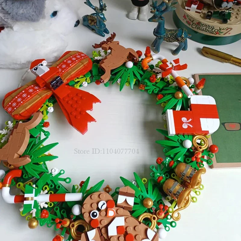 Diy Christmas Wreath Building Kit For 6+ Kids City Christmas Tree Decoration Moc Building Blocks Set Toys For Children Present