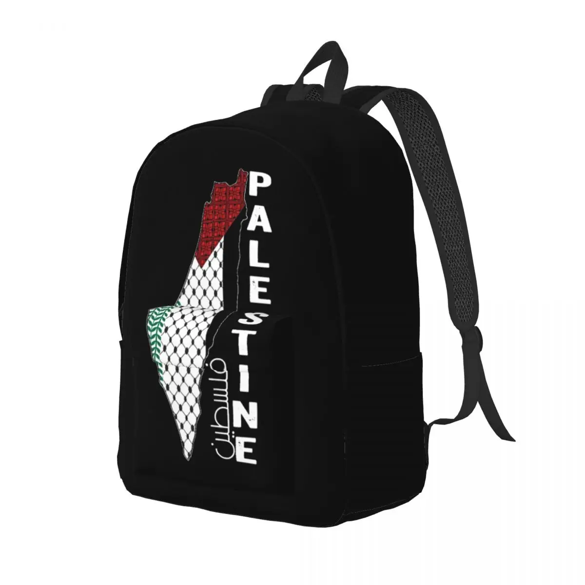 Palestine Palestinian Map Keffiyeh Thobe Backpack for Men Women Cool Student Hiking Travel Daypack Arabic Laptop Canvas Bags