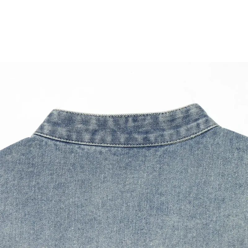 HXAO Women's Denim Jacket Coat Jeans Jacket Cropped White Blue Jean Jacket Woman Button Long Sleeve Casual Streetwear Outwear