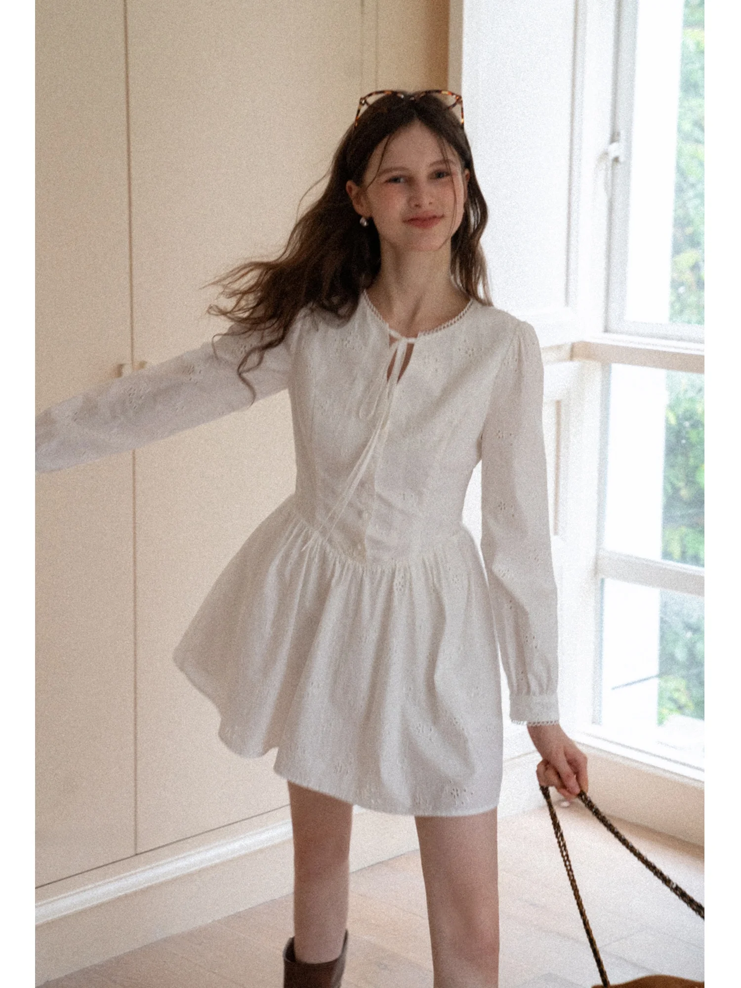 Eggka bordado branco dr emagrecimento a linha longa sve ort saia de cintura alta algodão francês sle outono temporada senhoras dr