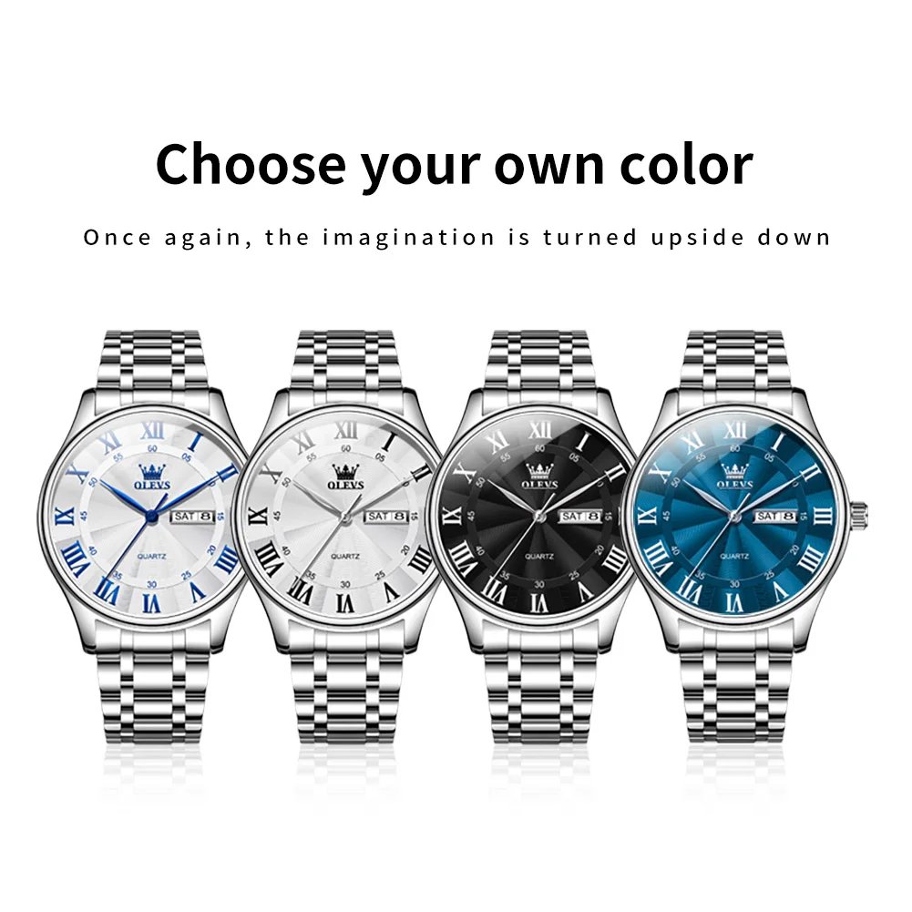 OLEVS Orologio da uomo di lusso Quadrante semplice di marca Orologio di alta qualità Orologio da polso con data luminosa impermeabile in acciaio inossidabile regalo