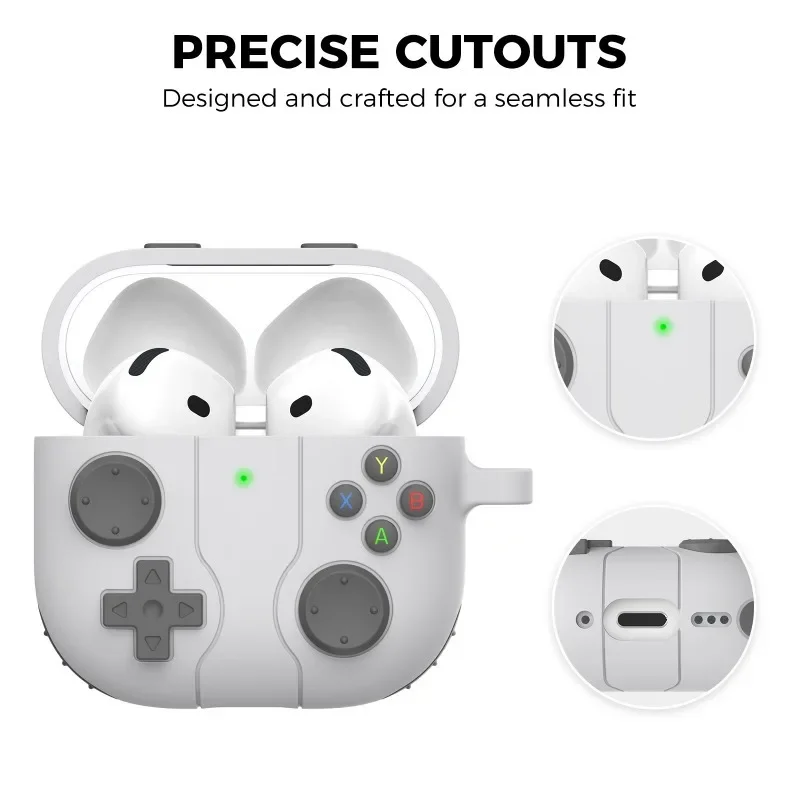 2024 New For Airpods 4 Liquid silicone Case 3D games Button design console Advanced protective case Anti fall with keychain