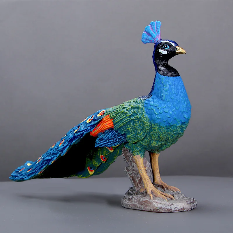 Simulated animal model Yunnan peacock toy plastic solid children's educational cognition gift ornament