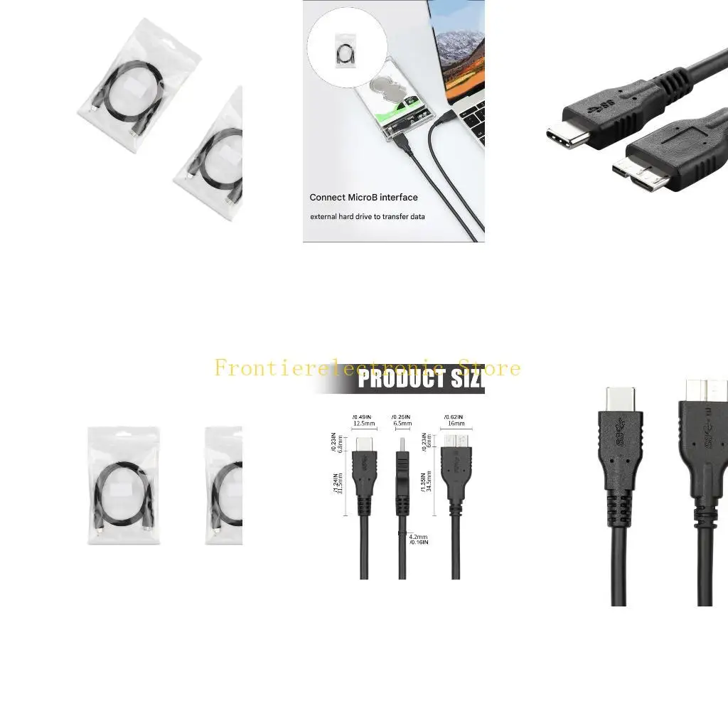 G8DB Laptop Storage Transfer Cable Type C to MicroB External Hard Drive Cable, USB3.0 Hard Drive Cord for Desk Setup and Travel