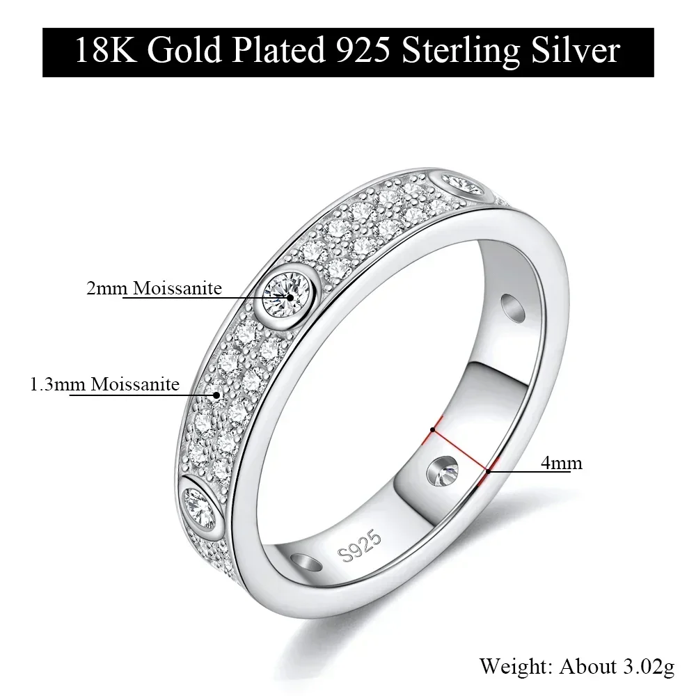 LinkerLove Eternity Moissanite Wedding Band Diamond Bracelets for Women Plated 18K Rose Gold 925 Silver Ring Bangle Jewelry Set