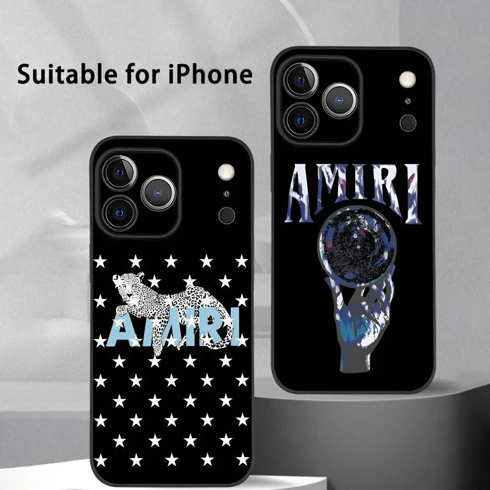 Fashion A-AMIRIS Phone Case For iPhone 17 16 15 14 13 12 11 Pro Max Plus Mini Black Frosted Soft Shell Funda
