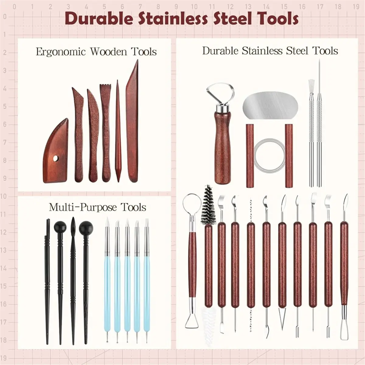 36PCS Pottery Tools and Supplies, Ceramic Polymer Tools Kit, Clay Tools Sculpting Set for Pottery, Pottery Wheel,Carving