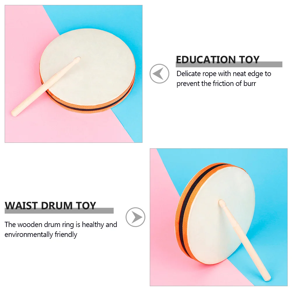 Mini tambor de mano para niños, juguete musical, instrumento de percusión de madera, tambores para bebés, juguetes para niños pequeños, tambor de cintura de educación temprana, superficie lisa No