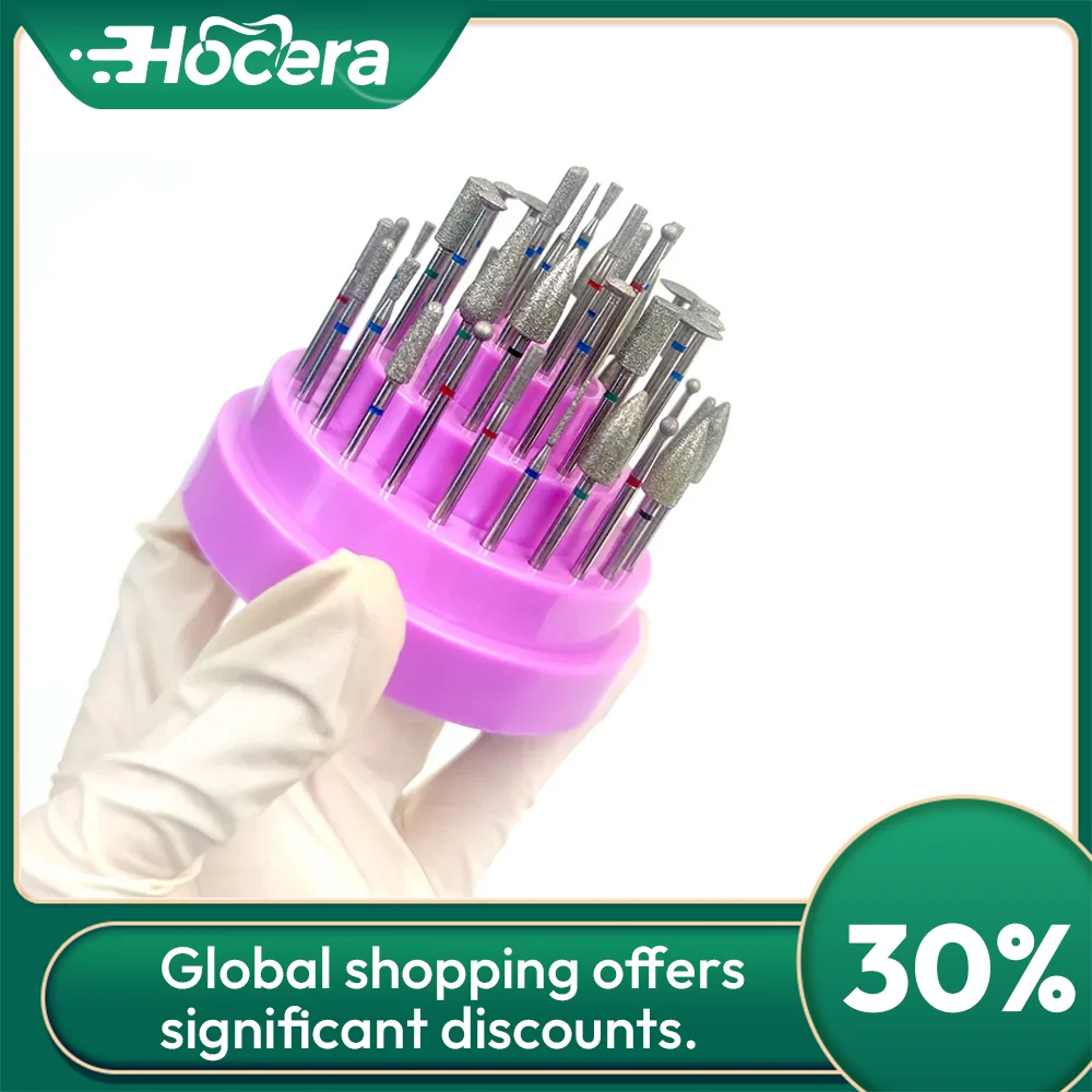 

Hocera 6pcs Dental Lab Diamond Burs HP Drill Bits Electroplated Sharp Durable for Zirconia Ceramic Polishing