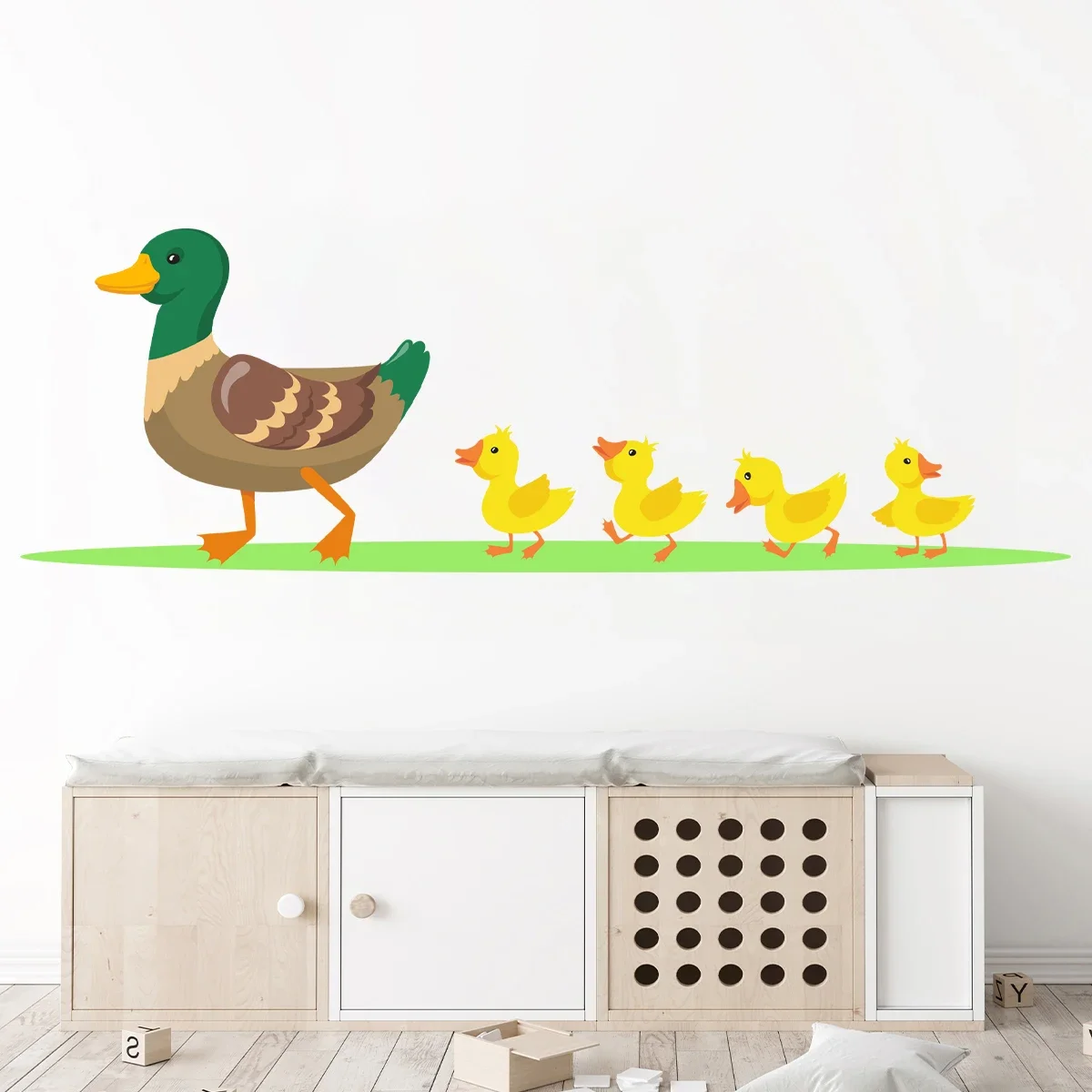 1Pc Cartoon Ducklings Follow Mother Duck Wall Stickers for Kids Baby Room Decor for Children\'s Home Decoration Wall Decals