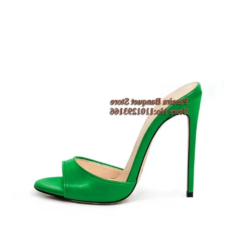 

Женские туфли-лодочки на высоком каблуке с открытым носком, матовые кожаные слипоны на полом тонком каблуке, женские летние сандалии синего, зеленого, желтого цвета, большой размер 46