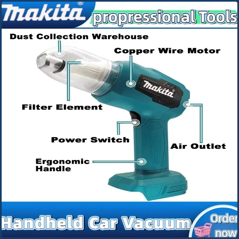Makita  Mini Car Vacuum Cleaner Multifunction Handheld Rechargeable Power Tools  Dust Collect  For 18V Battery Cordless