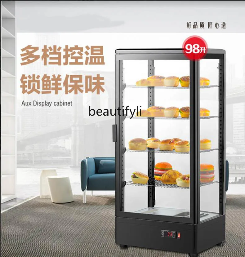 Thermal Insulation Heating Thermostatic Cabinet Beverage Deli Cabinet Food Small Four-Sided Display Cabinet Made of Glass