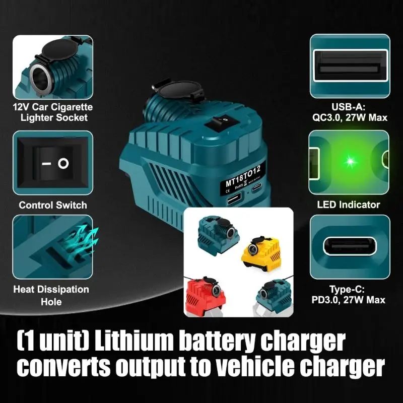 

Преобразователи автомобильного зарядного устройства 652F. Защита от перегрузки. Простая настройка для аккумуляторов 18/20 В.